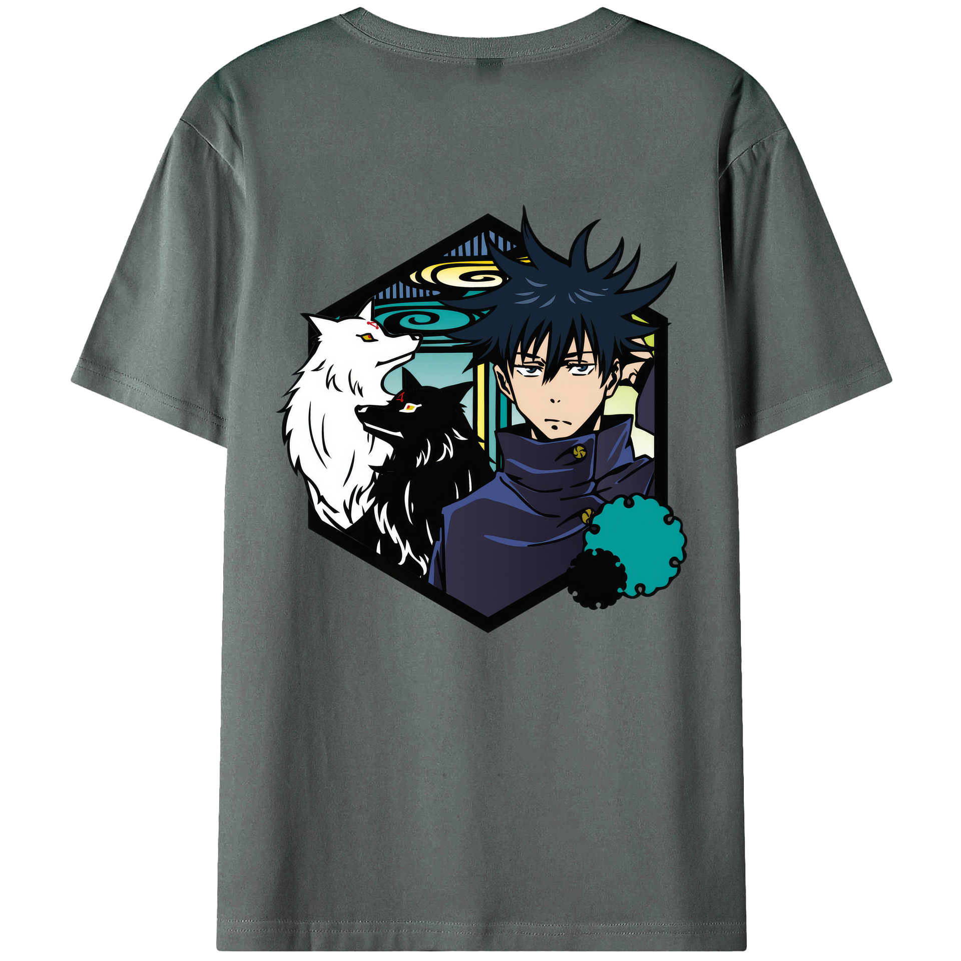 （画像用） 呪術廻戦 Jujutsu Kaisen 綿100％ メンズ半袖Tシャツ（バックプリント） 通気性